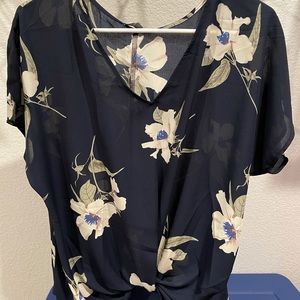 Women’s navy floral blouse